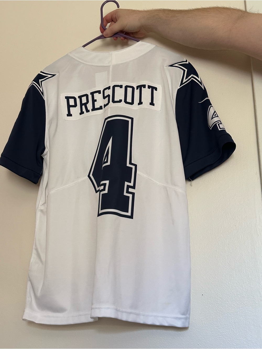 Nike White and Navy Prescott #4 Men's Football Jersey